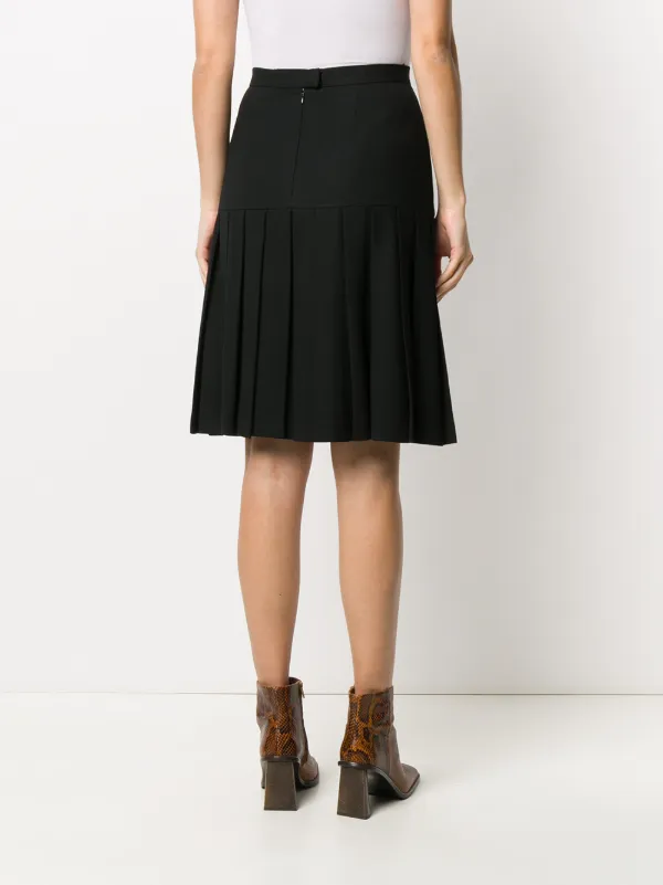 Black pleated skirt outlet knee length