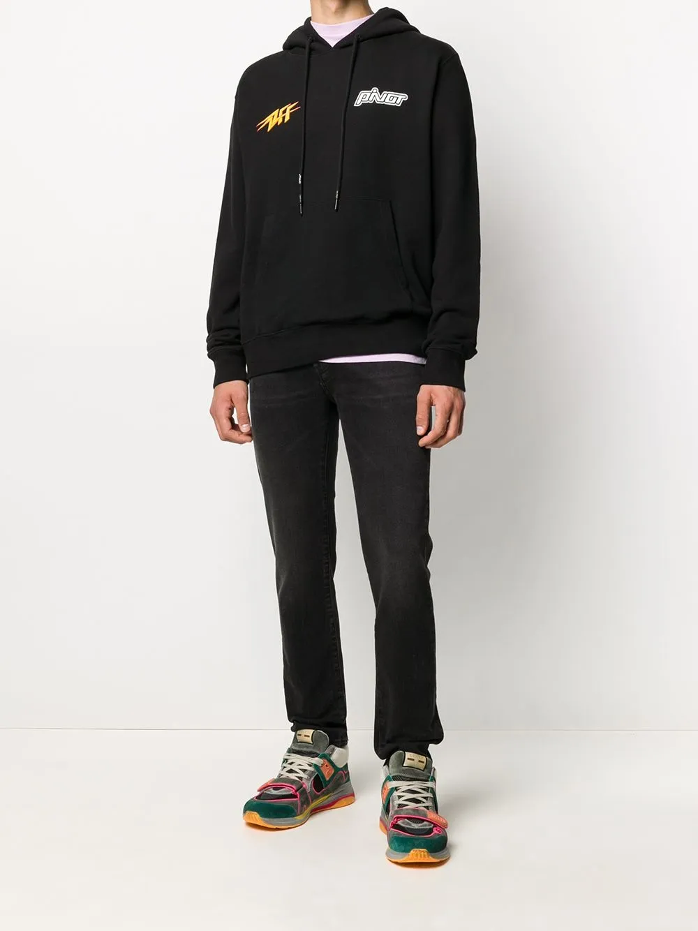 Off-White Hoodie met print - 1018 BLACK YELLOW