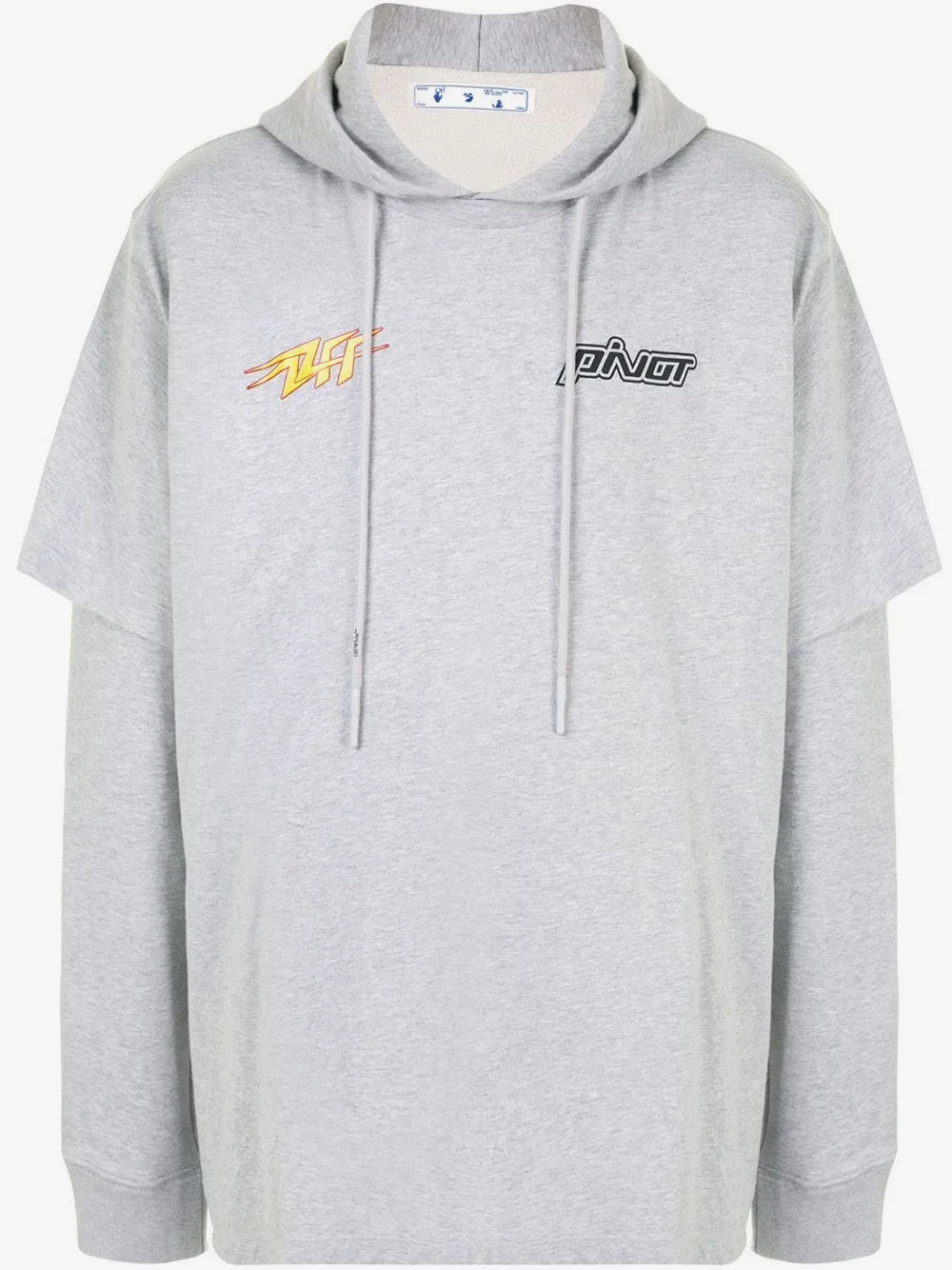 Off-White هودي بأكمام طبقات | رمادي | Image 1