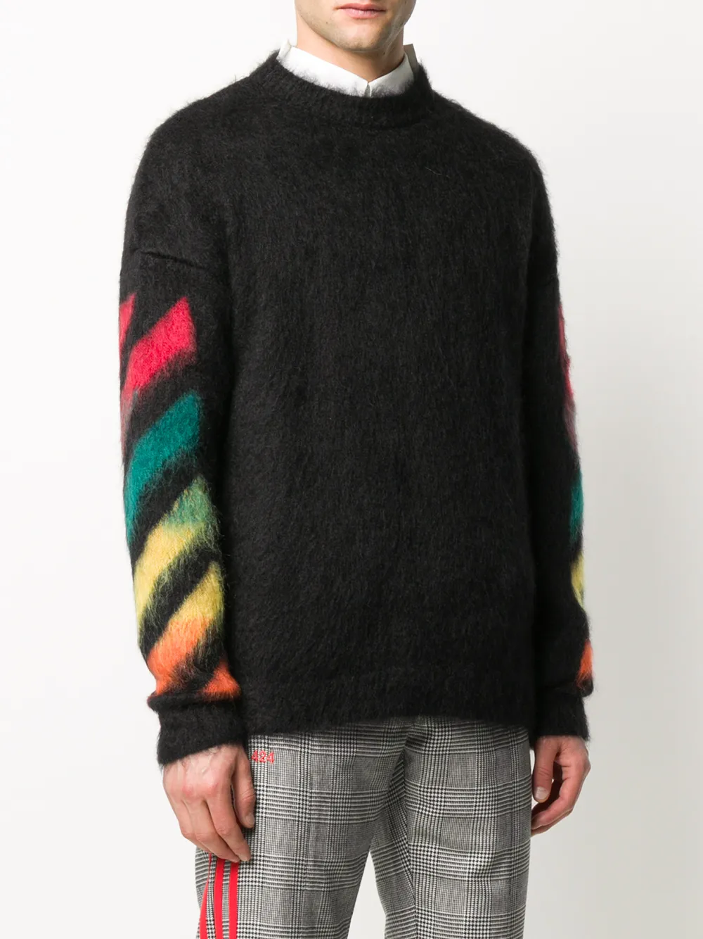  Off-white Arrows Print Brushed-effect Jumper - Black 