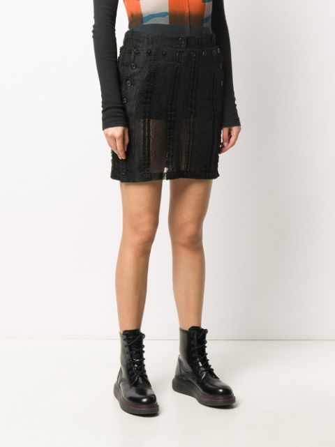 Shop black Ann Demeulemeester knitted style buttoned skirt with Express ...