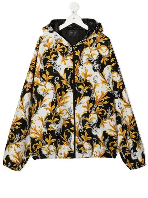 Young Versace هودي بسحاب وطبعة الباروك
