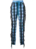 Alchemist fringe-trim checked trousers - Blue