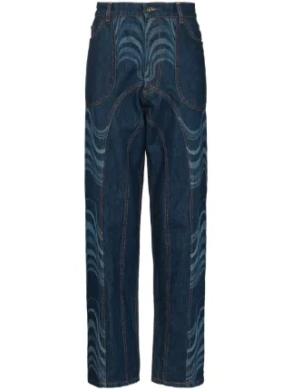 Ahluwalia Gerade Jeans Mit Wellen-Print - Farfetch