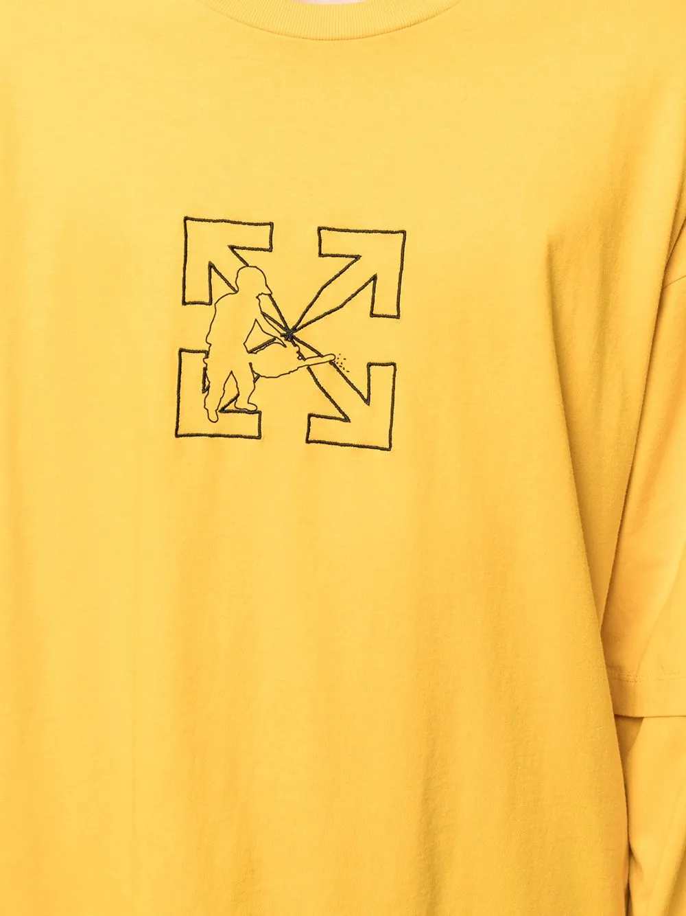 Off-White T-shirt met gelaagde look 1810 YELLOW BLACK
