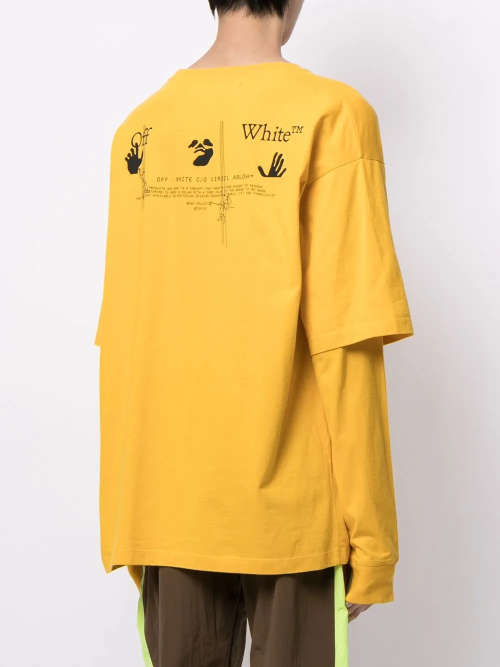 Off-White T-shirt met gelaagde look 1810 YELLOW BLACK
