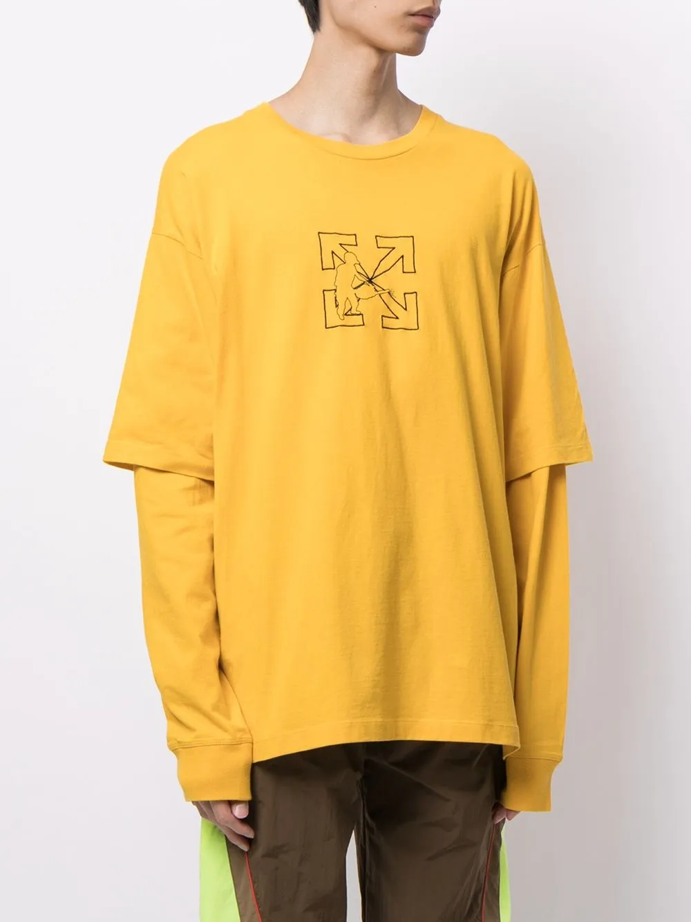 Off-White T-shirt met gelaagde look 1810 YELLOW BLACK