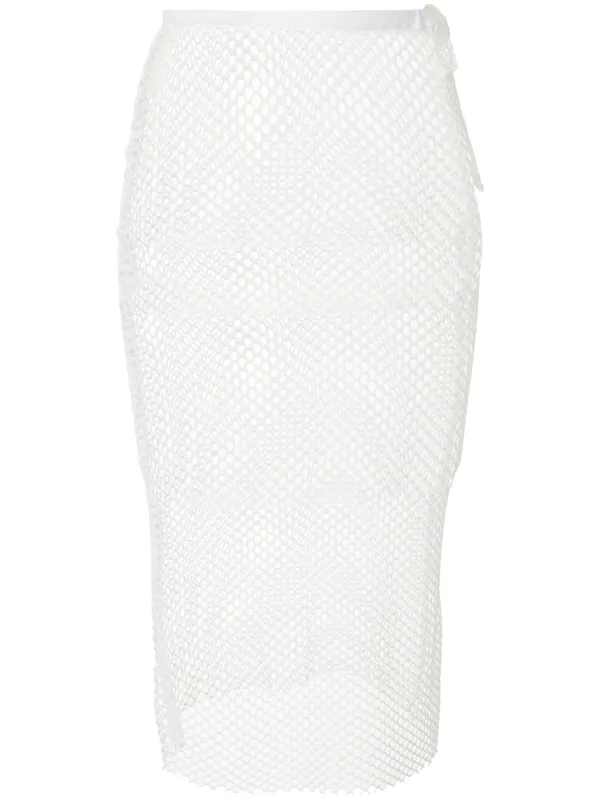 white midi skirt mesh