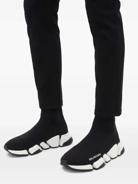 Balenciaga Speed 2.0 recycled knit trainers with bicolor sole in black/white