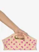 Khaore flower appliqué detailed clutch