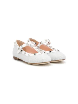 Girls Junior Spot On Studded Ballet Shoes