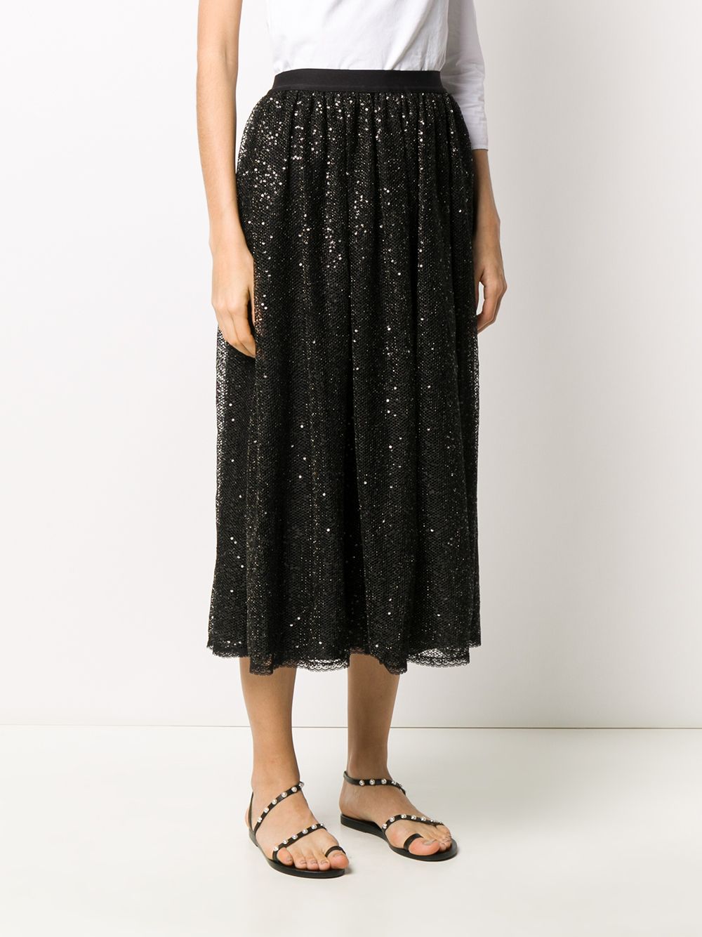 фото Ermanno ermanno mesh sequin panel midi skirt