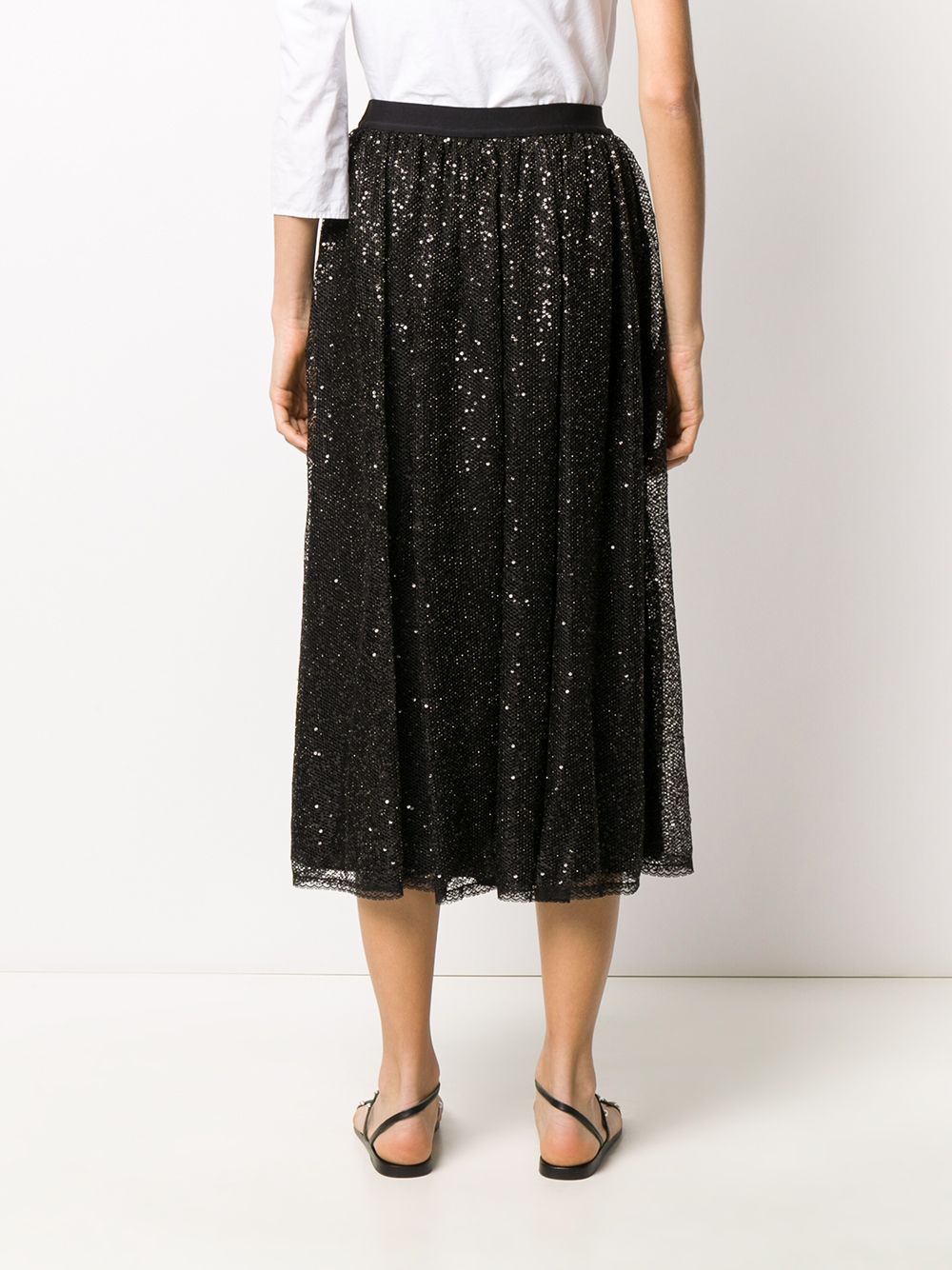 фото Ermanno ermanno mesh sequin panel midi skirt