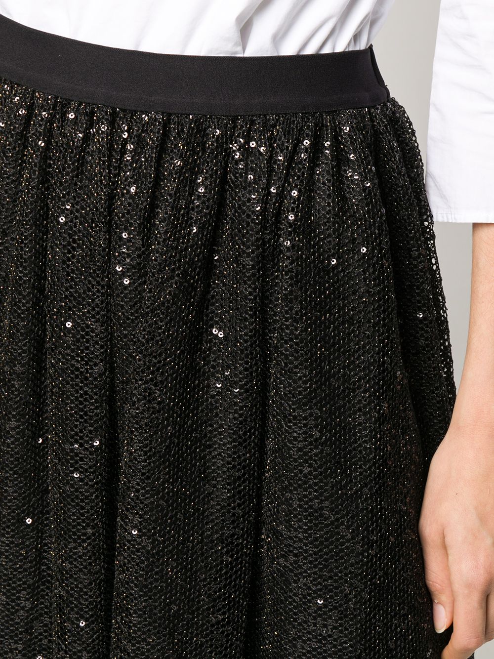 фото Ermanno ermanno mesh sequin panel midi skirt