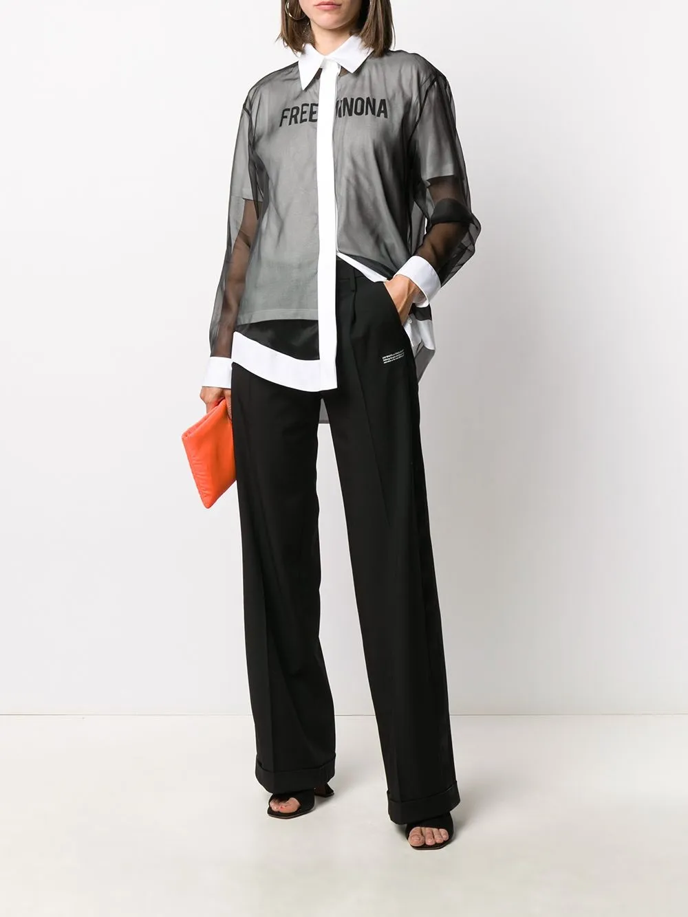 Off-White Blouse met tekst - BLACK BLACK