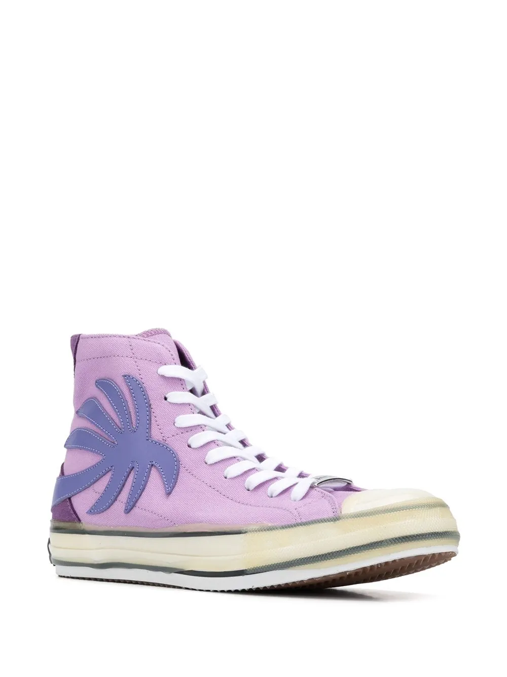 Palm Angels palm tree high-top sneakers 3701 PURPLE WHITE