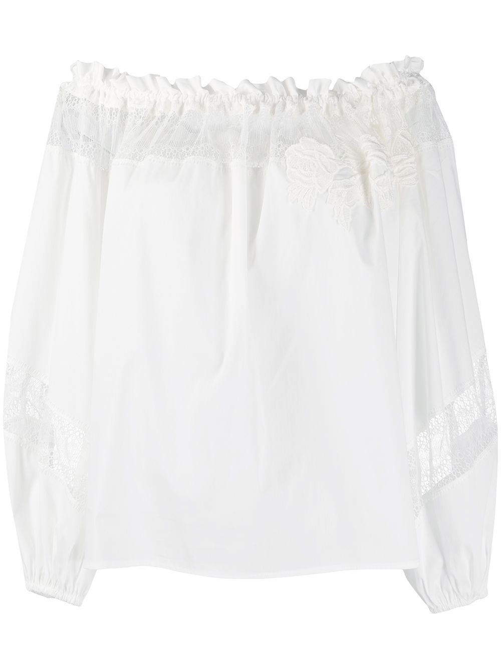 фото Blumarine off shoulder frill trimmed blouse