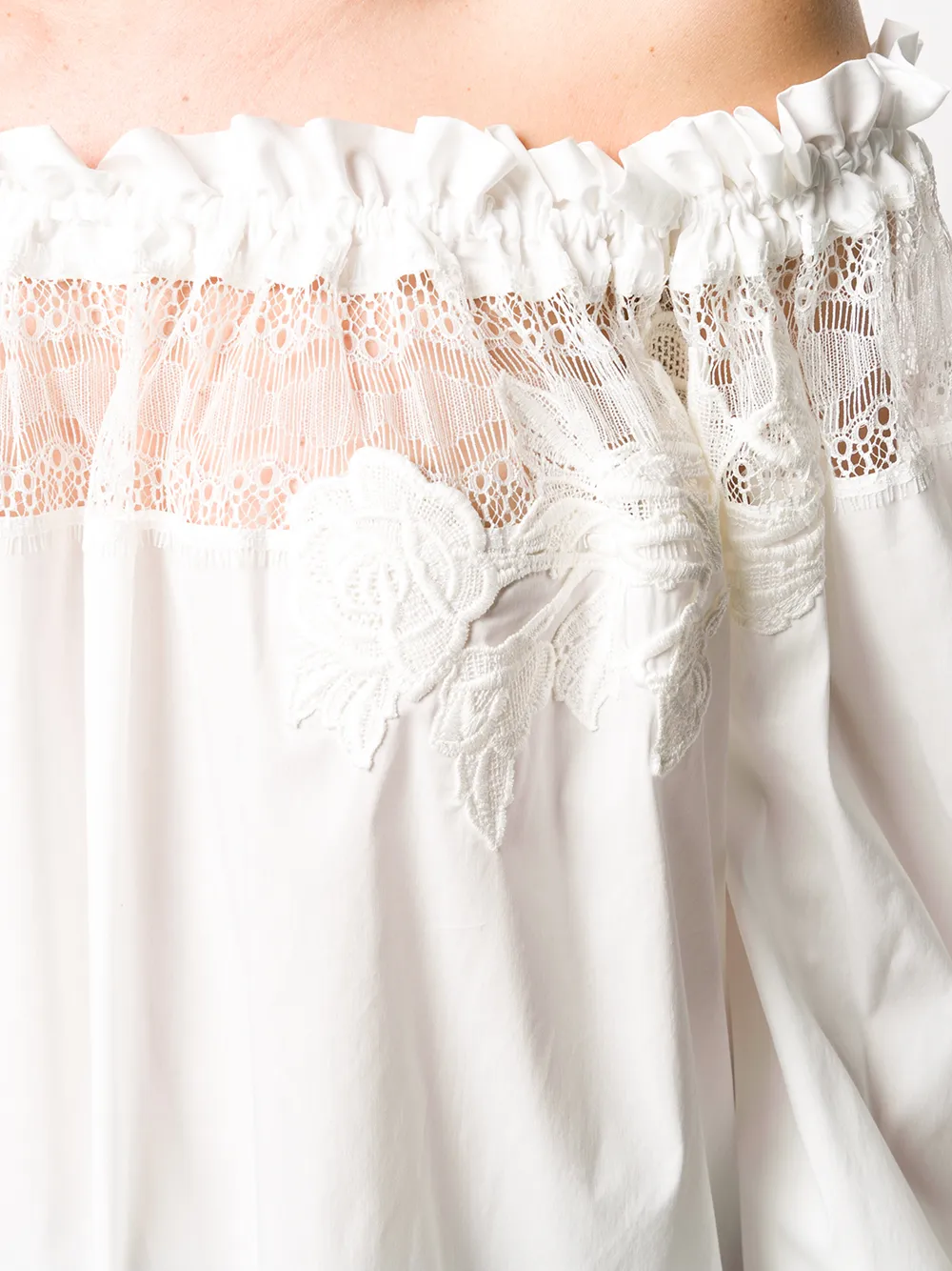 фото Blumarine off shoulder frill trimmed blouse