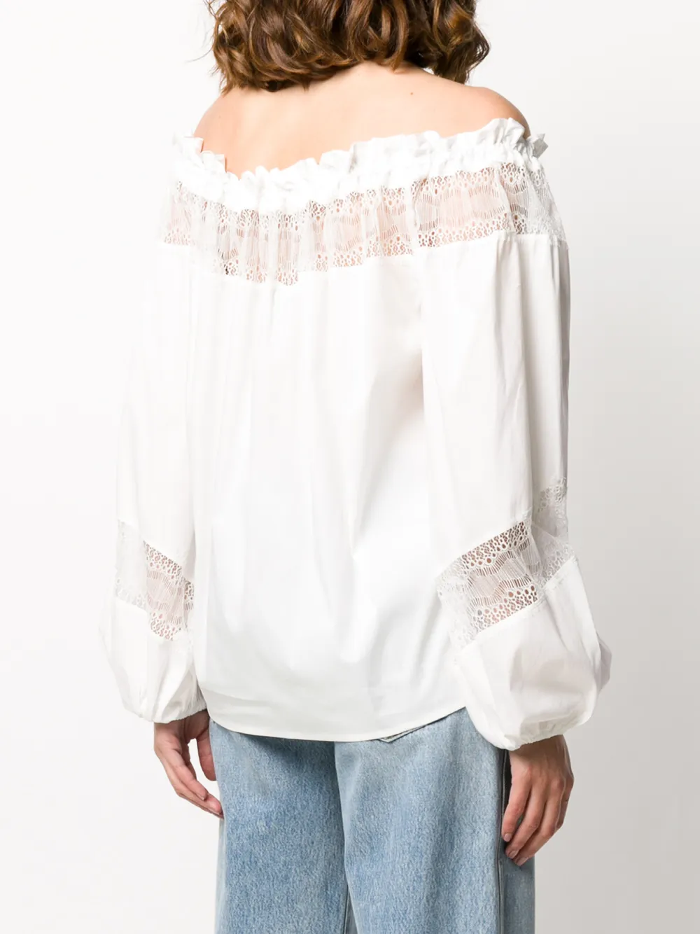 фото Blumarine off shoulder frill trimmed blouse