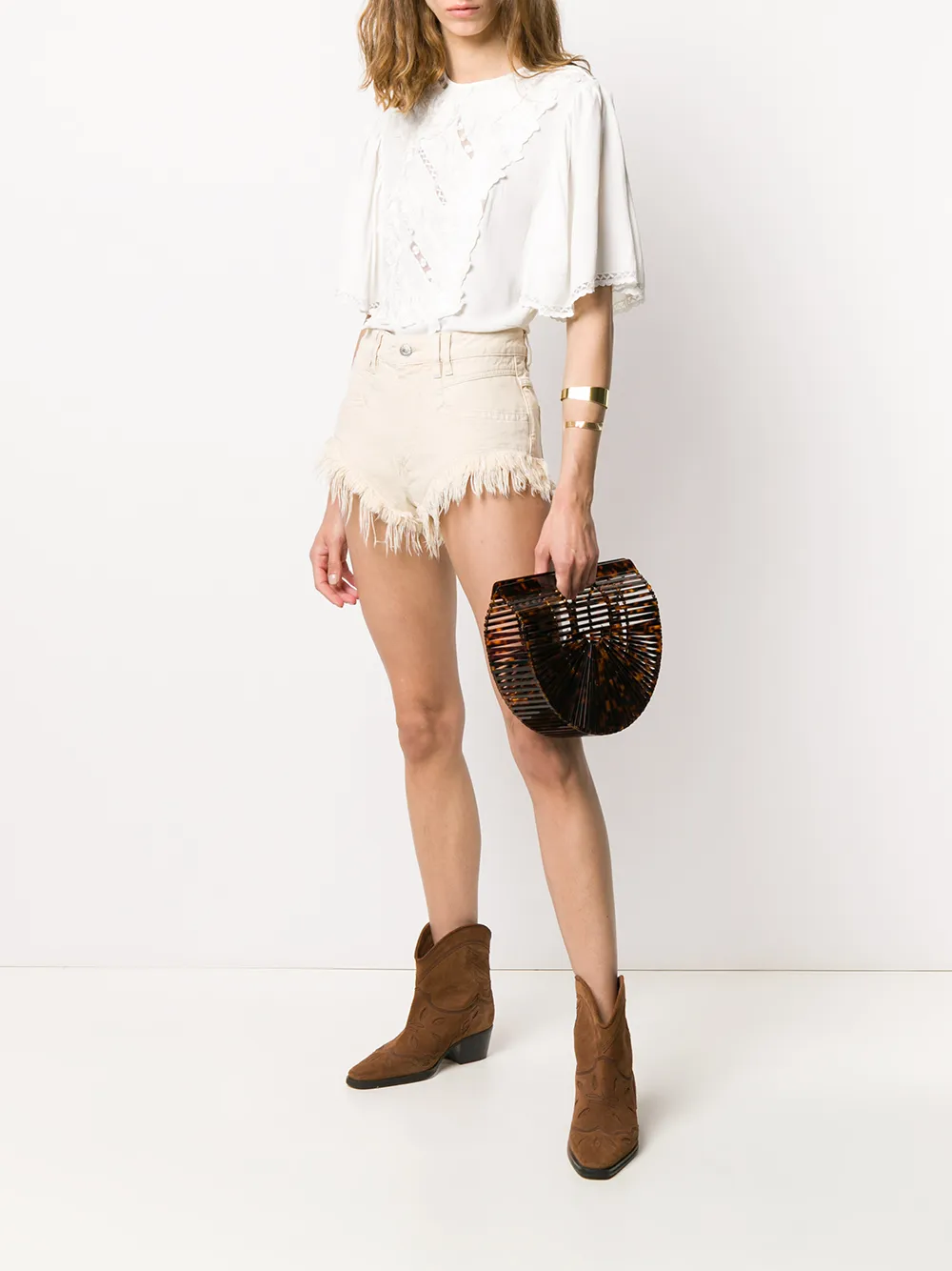 ISABEL MARANT Eneida fringed denim shorts | Short Shorts | Image 2