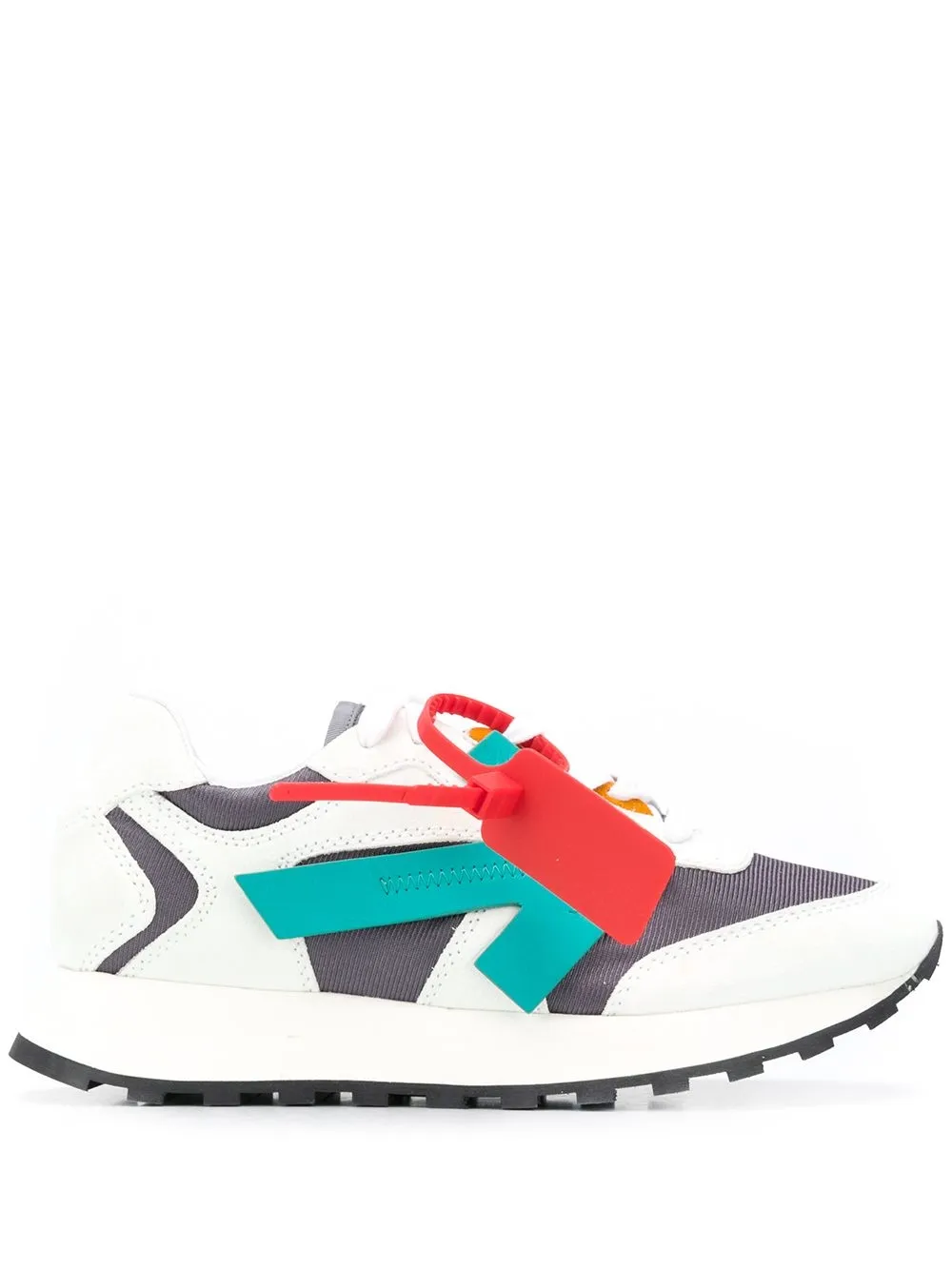 Off-white Leather Arrows Sneakers In 0240 Optical White Light Blue