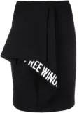 Off-White slogan-print ruffled-detail skirt - Black