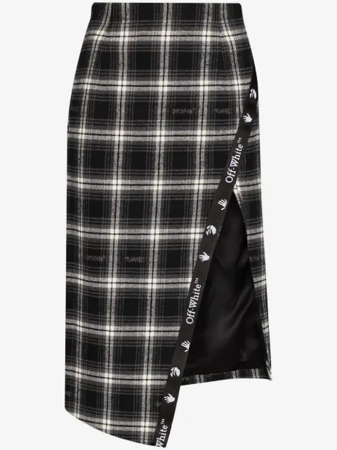Off-White check-print asymmetric pencil skirt