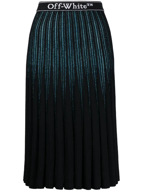 Off-White Glitter-stripe Pleated Skirt in Blue