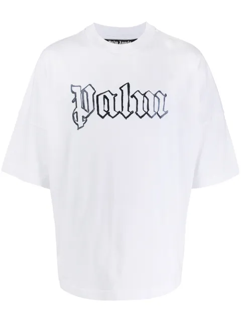 Palm Angels white logo-print T-shirt 