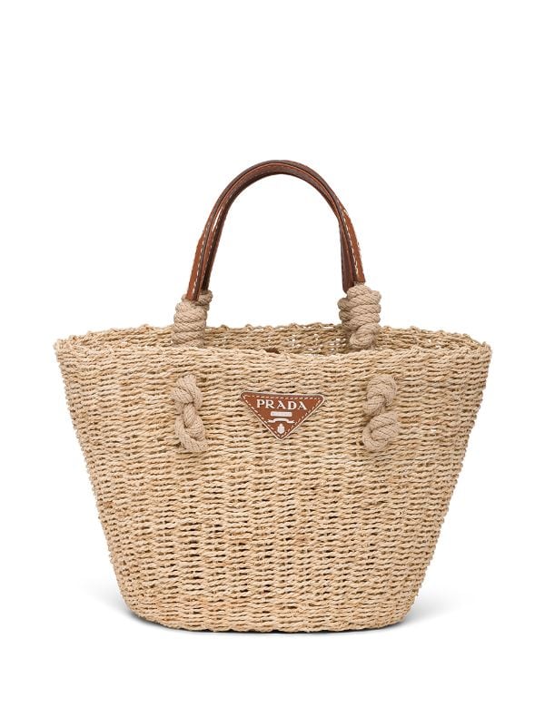 prada raffia tote bag