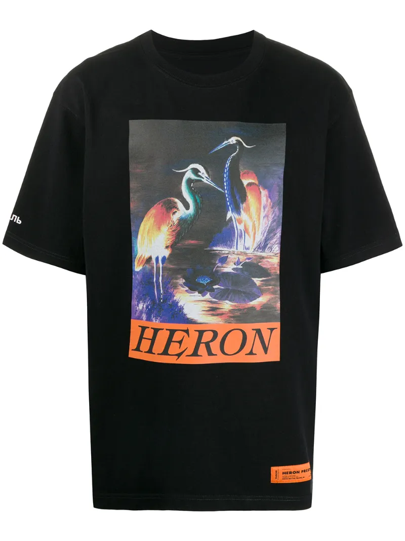 Click to view more detailed imagery on our partner's website Heron Preston Over Heron Print Cotton Jersey T-shirt In 1020 Blkora