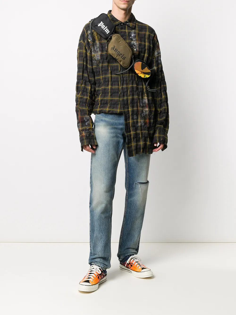 Palm Angels Gerafelde jeans - Blauw