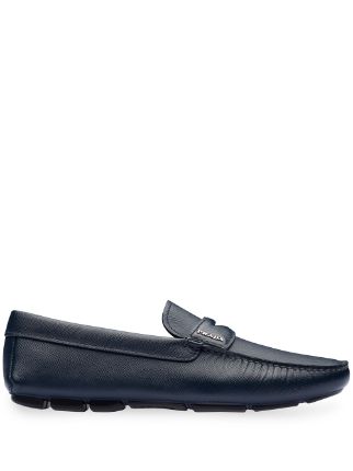 Prada Logo Lettering Driving Loafers Blue FARFETCH UK