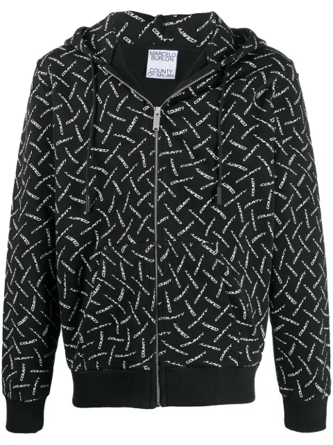 COUNTY OF MILAN drawstring-hood zip-fastening sweatshirt