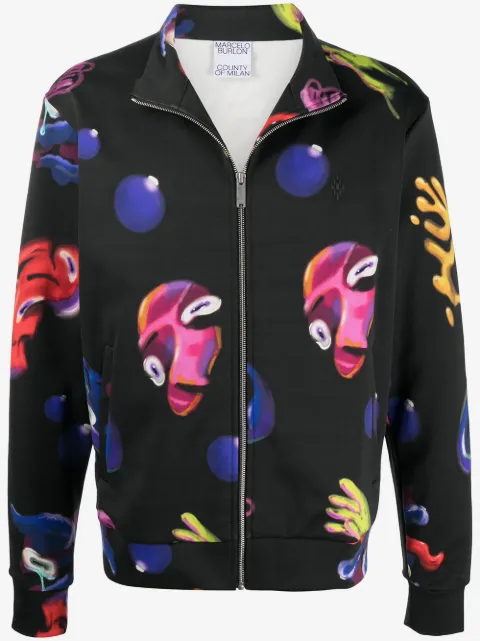 COUNTY OF MILAN chamarra con estampado Crazy Faces