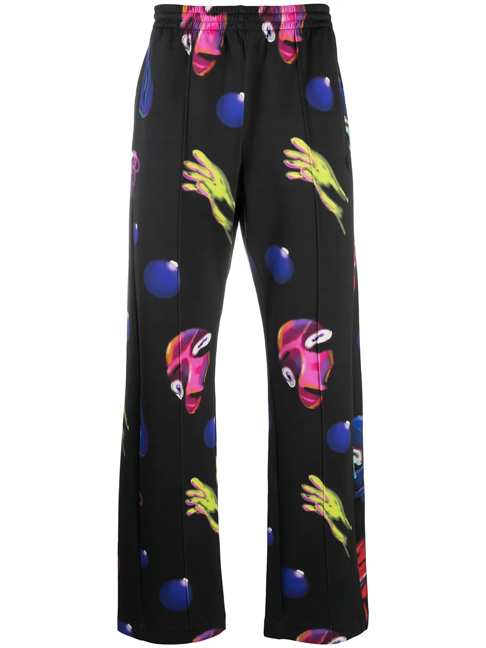COUNTY OF MILAN Jogginghose mit "Crazy Faces"-Print - Schwarz
