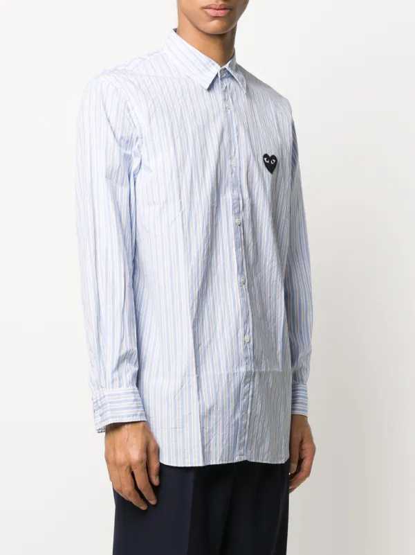 Comme des garçons play blue & best sale white striped heart shirt