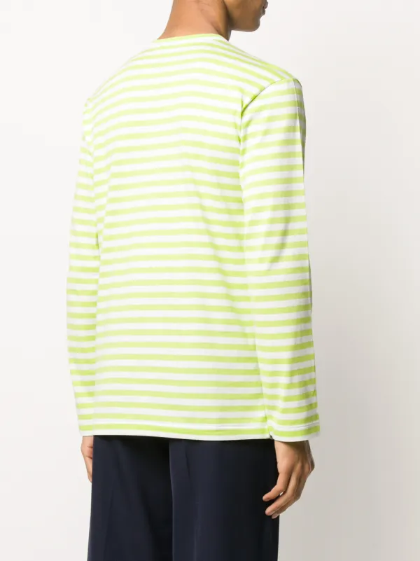 Comme Des Garçons Play Striped heart-logo T-shirt Green FARFETCH PH