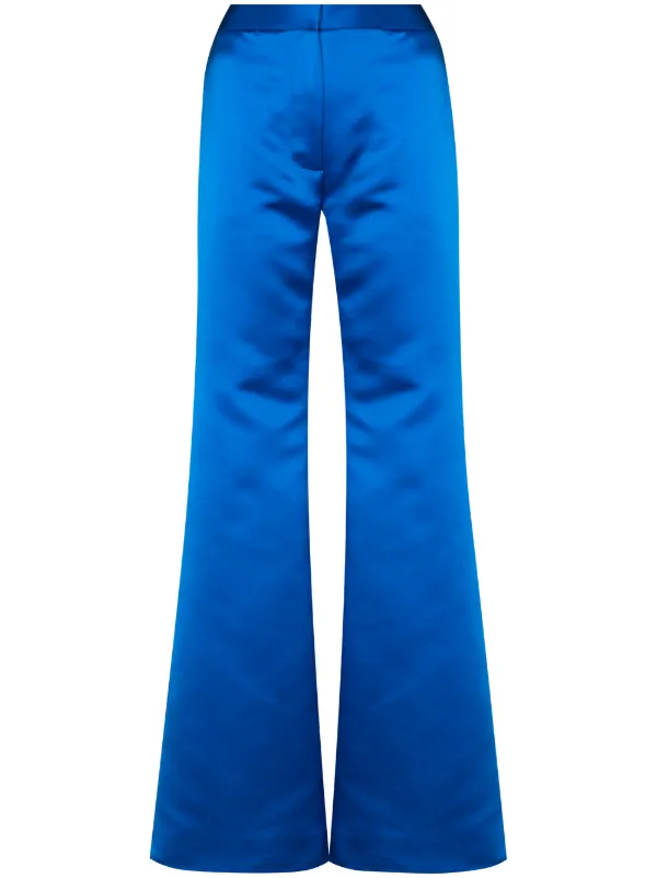 blue flared trousers