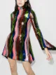 Image 2 of Halpern squiggle stripe sequin mini dress