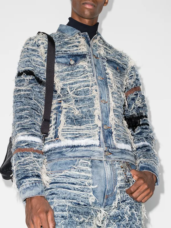 1017 ALYX 9SM x Blackmeans Shredded Denim Jacket - Farfetch