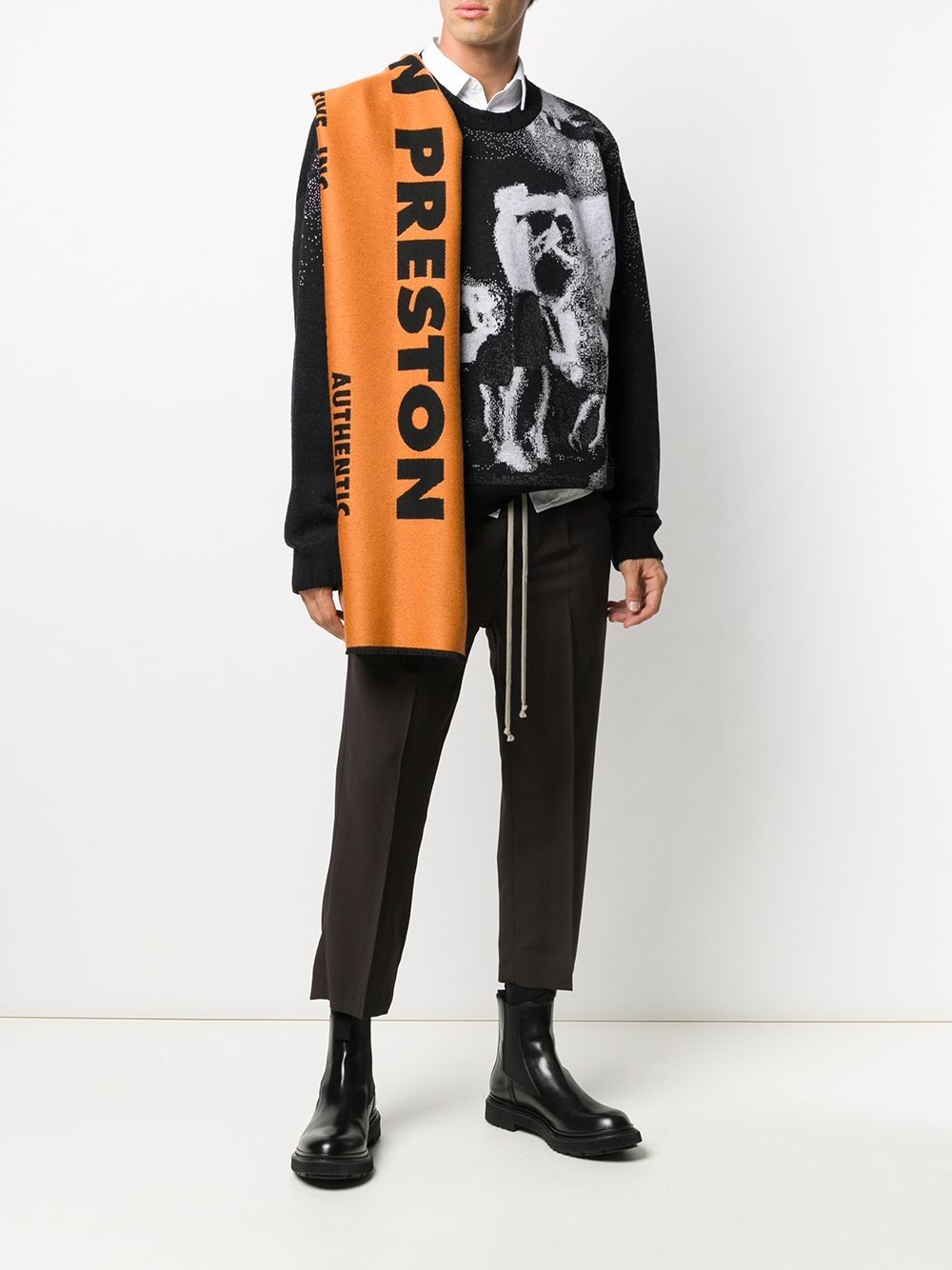 фото Heron preston heron preston jacquard scarf orange blac