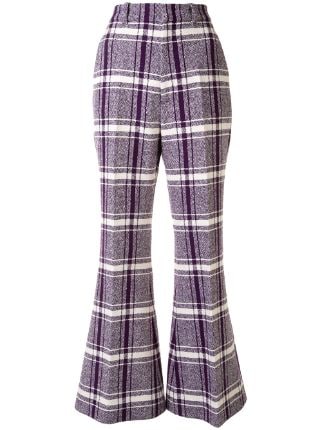 Shop Gucci checked wide-leg trousers with Express Delivery - FARFETCH