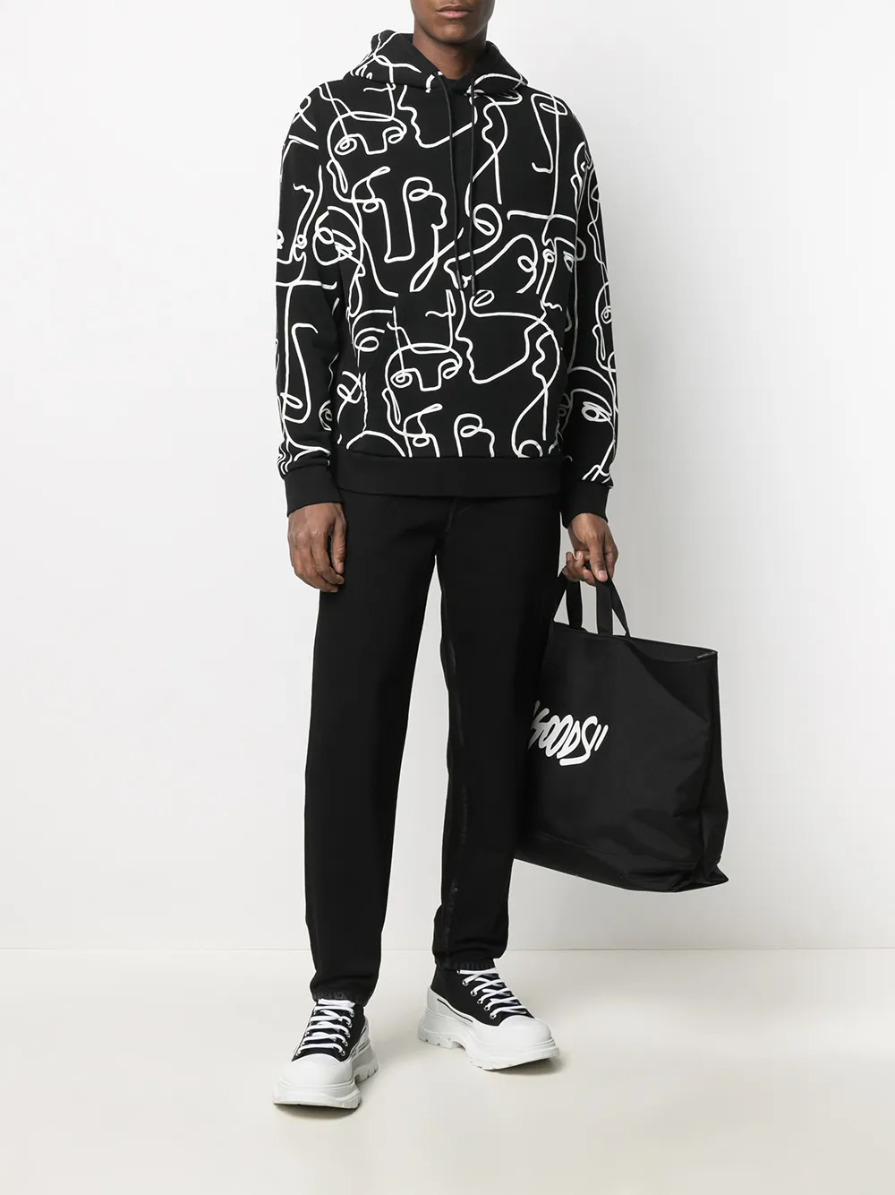  County Of Milan Kapuzenpullover Mit faces Print   Schwarz 