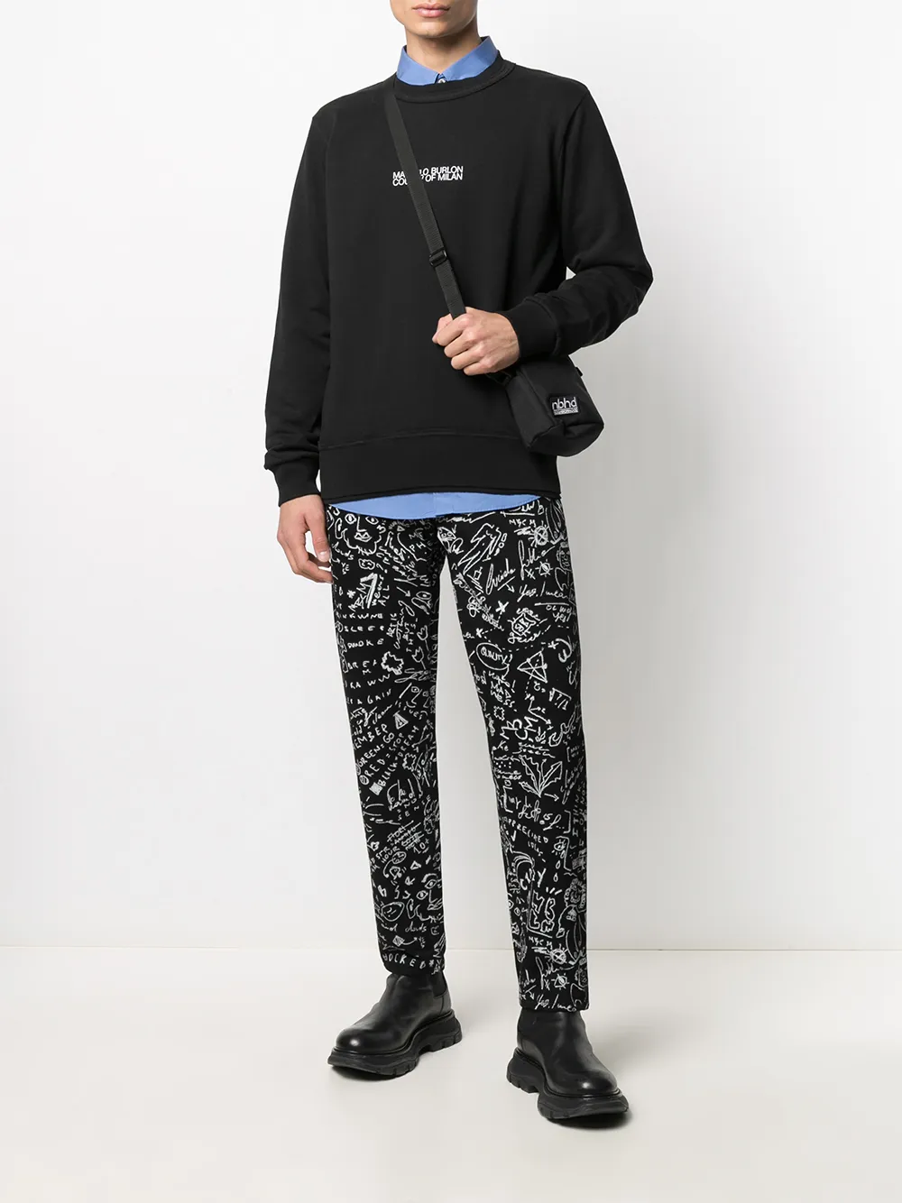 COUNTY OF MILAN Jeans met print Zwart