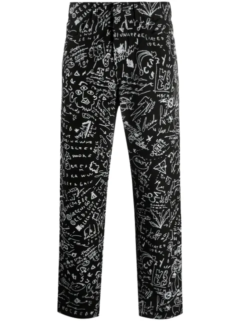 COUNTY OF MILAN sketches print slim-fit jeans