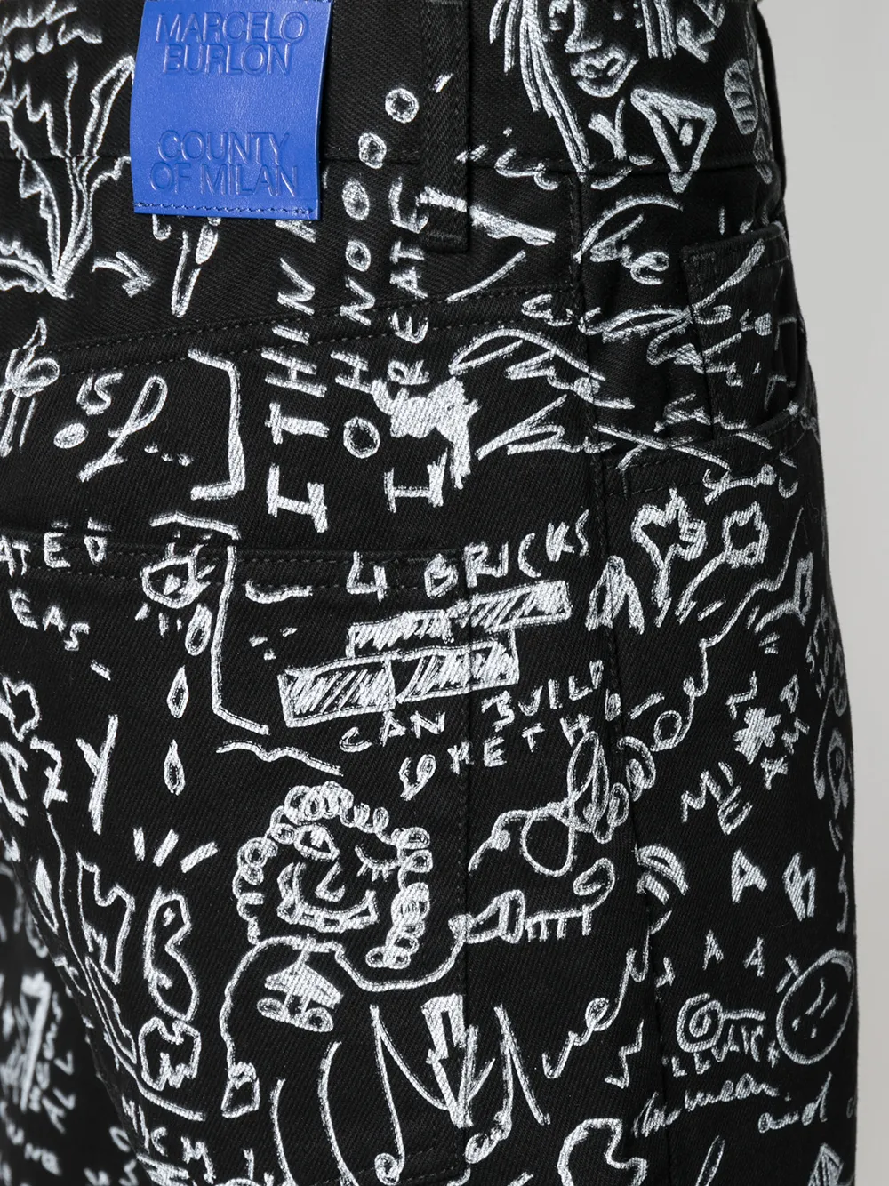 COUNTY OF MILAN Jeans met print Zwart