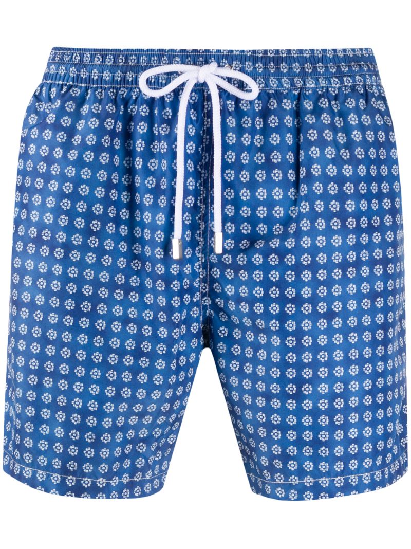 Barba Floral Print Swimming Trunks In Blue