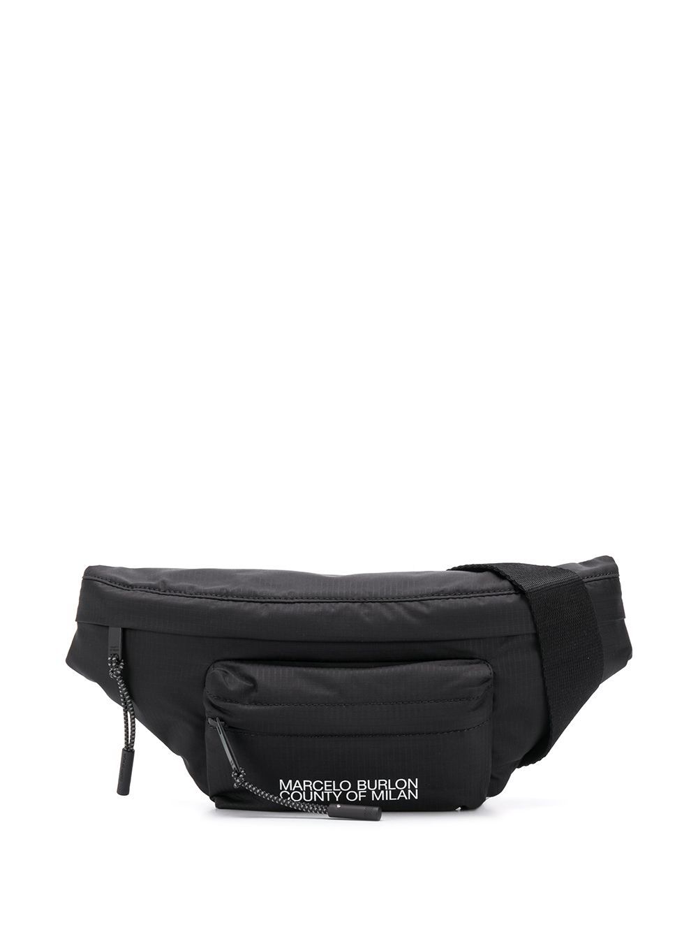 фото Marcelo burlon county of milan logo double pocket fannypack black white