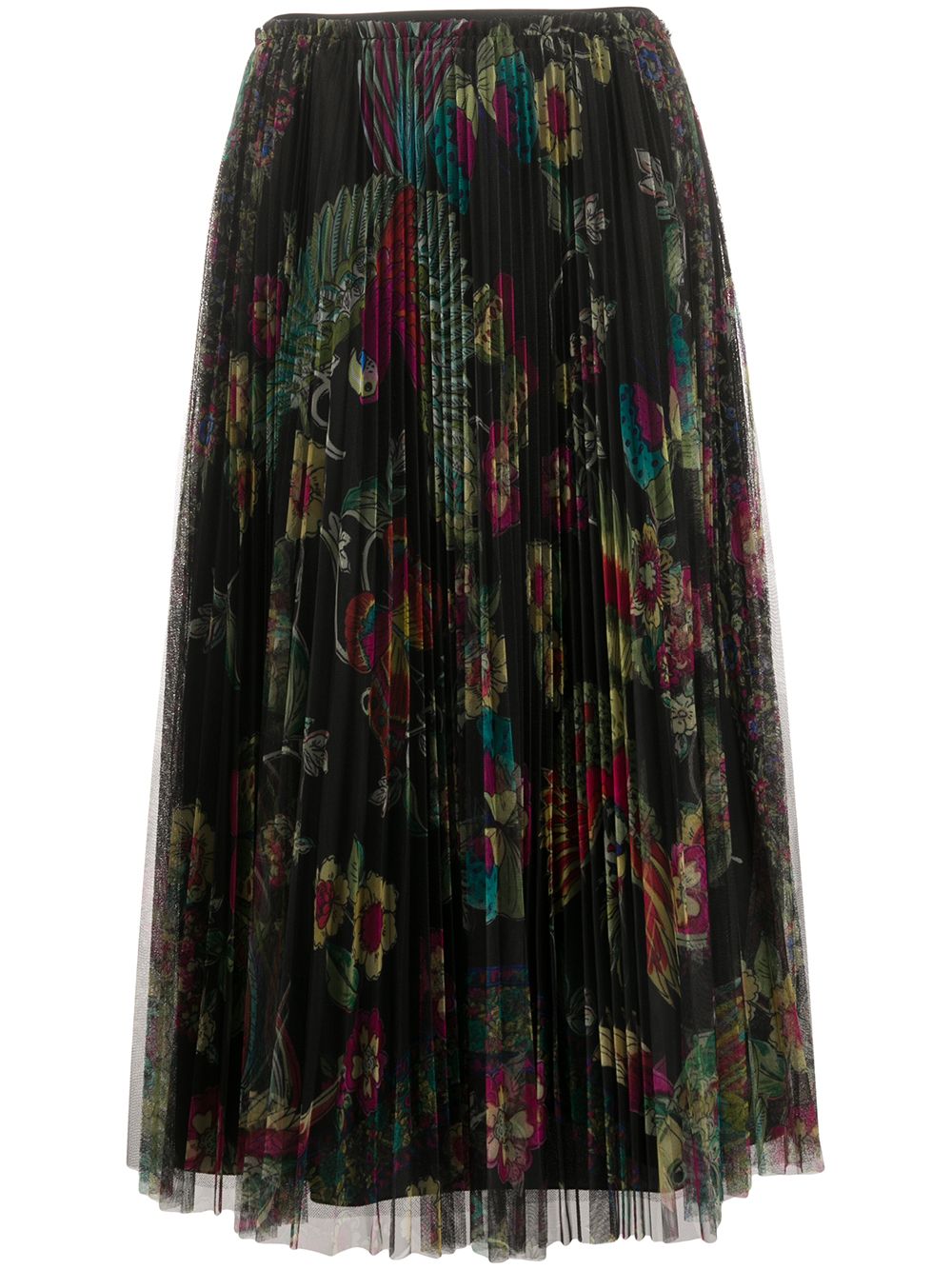 Shop RED Valentino pleated floral-print skirt with Express Delivery ...